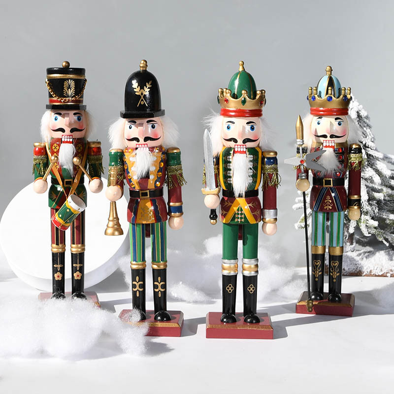 Nutcracker Figurine - 30CM Houten Notenkraker Soldaat Vintage Kerstversiering